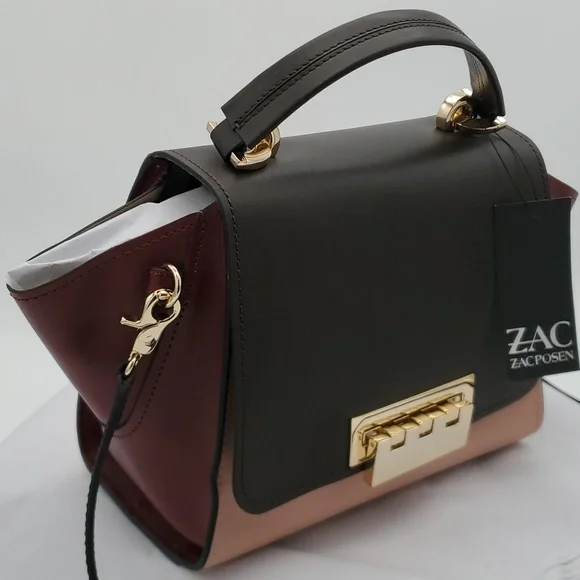 NWT Zac Zac Posen Eartha Medium Crossbody bag tote Leather Cedar shoulder purse - Picture 3 of 7